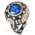 Bague de mariage de bijoux de pierres précieuses bleu saphir personnalisé